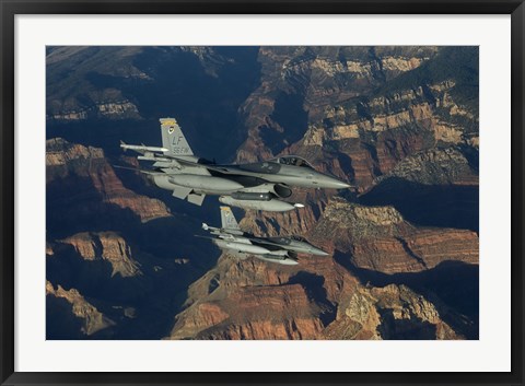 Framed Two F-16&#39;s fly in Formation over the Grand Canyon, Arizona Print