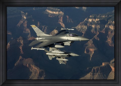 Framed Two F-16&#39;s fly over the Grand Canyon, Arizona Print