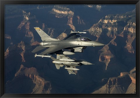 Framed Two F-16&#39;s fly over the Grand Canyon, Arizona Print