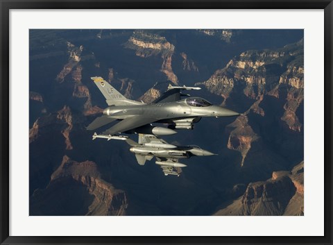 Framed Two F-16&#39;s fly over the Grand Canyon, Arizona Print