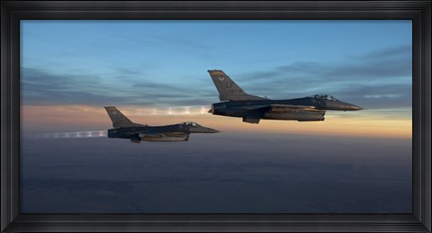 Framed Two F-16&#39;s over Arizona before sunset Print