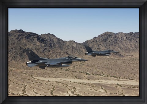 Framed Two F-16&#39;s with the Arizona Mountains Print