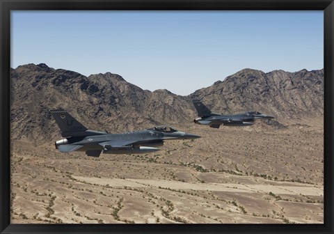 Framed Two F-16&#39;s with the Arizona Mountains Print