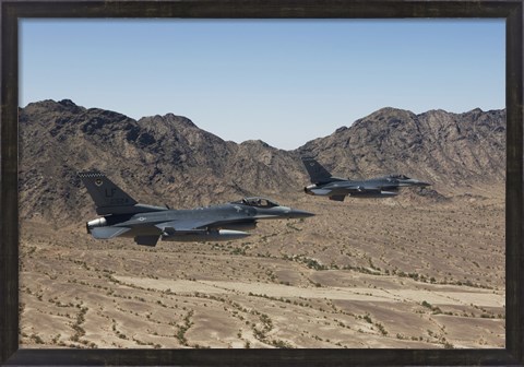 Framed Two F-16&#39;s with the Arizona Mountains Print