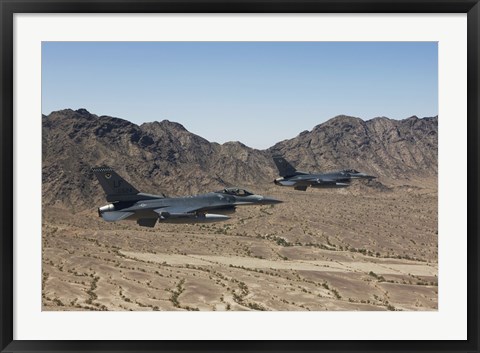 Framed Two F-16&#39;s with the Arizona Mountains Print