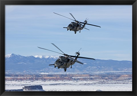 Framed Two HH-60G Pave Hawk&#39;s over New Mexico Print