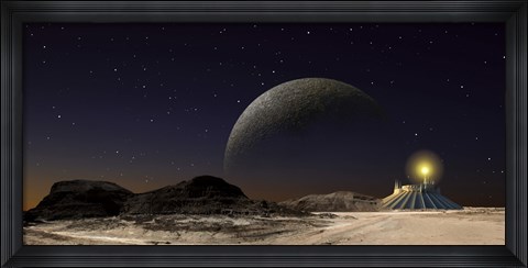 Framed Futuristic Space Scene Inspired by the Novel, The City and The Stars Print