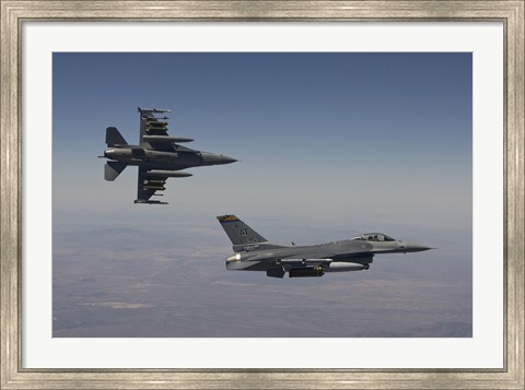 Framed Pair of F-16&#39;s fly in Formation over Arizona Print