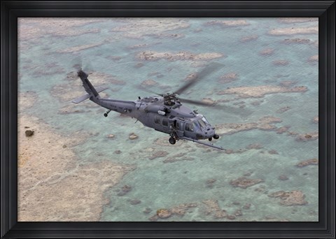 Framed HH-60G Pave Hawk Along the Coastline of Okinawa, Japan Print