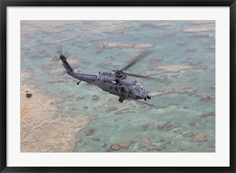 Framed HH-60G Pave Hawk Along the Coastline of Okinawa, Japan Print