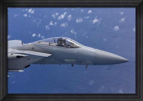 Framed F-15 Eagle Flies over the Pacific Ocean Print