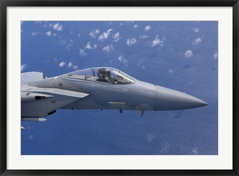 Framed F-15 Eagle Flies over the Pacific Ocean Print