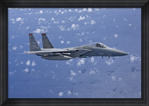 Framed F-15 Eagle Flies over the Pacific Ocean (close up) Print
