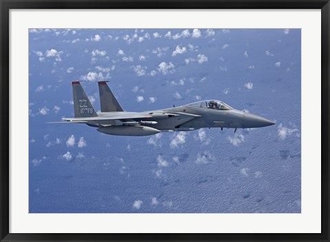 Framed F-15 Eagle Flies over the Pacific Ocean (close up) Print