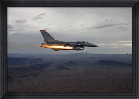 Framed F-16 Fighting Falcon Fires an AGM-65 Maverick Missile Print