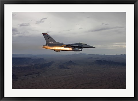 Framed F-16 Fighting Falcon Fires an AGM-65 Maverick Missile Print