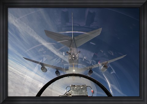 Framed F-16 Flies in the Pre-contact Position Behind a KC-135R Stratotanker Print