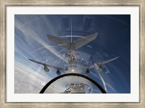 Framed F-16 Flies in the Pre-contact Position Behind a KC-135R Stratotanker Print