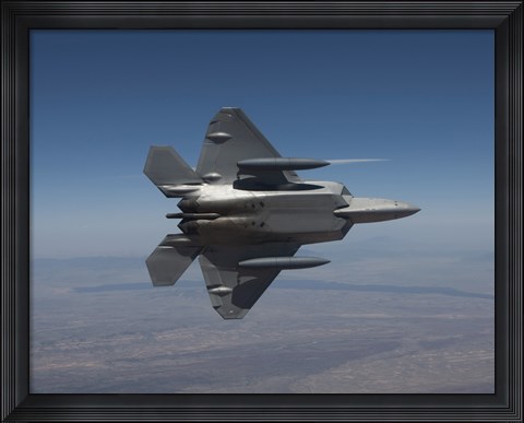 Framed F-22 Raptor Maneuvers over New Mexico Print