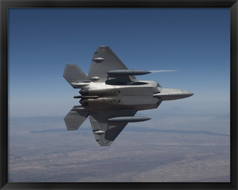 Framed F-22 Raptor Maneuvers over New Mexico Print