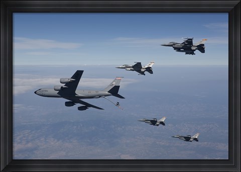 Framed Four F-16&#39;s and a KC-135 over Arizona Print