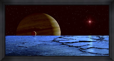 Framed Jupiter and its Moon Lo as Seen from the Surface of Jupiter&#39;s Moon Europa Print