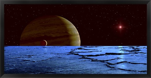 Framed Jupiter and its Moon Lo as Seen from the Surface of Jupiter&#39;s Moon Europa Print