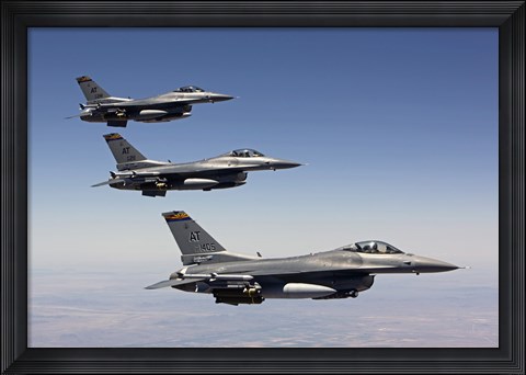 Framed Three F-16&#39;s fly in Formation over Arizona Print