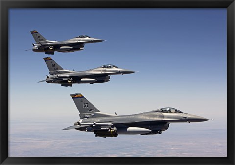 Framed Three F-16&#39;s fly in Formation over Arizona Print