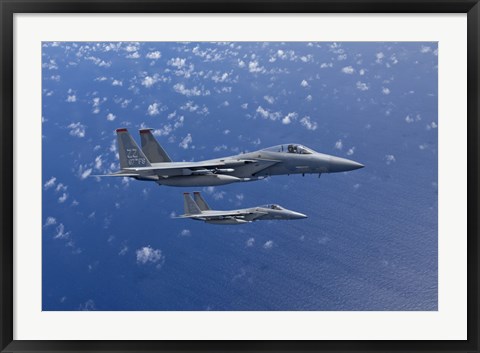 Framed Two F-15 Eagles over the Pacific Ocean Print