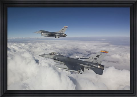 Framed Two F-16&#39;s flying in the Clouds Print