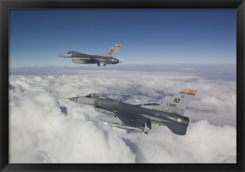 Framed Two F-16&#39;s flying in the Clouds Print