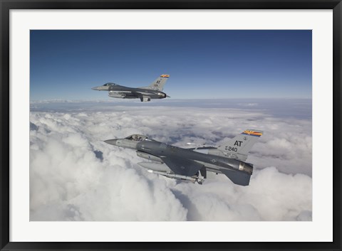 Framed Two F-16&#39;s flying in the Clouds Print