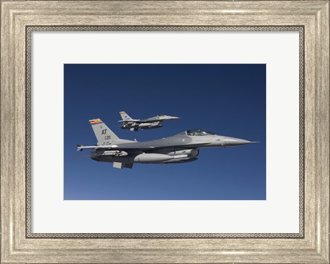 Framed Two F-16&#39;s in a Blue Sky Print
