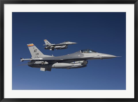 Framed Two F-16&#39;s in a Blue Sky Print