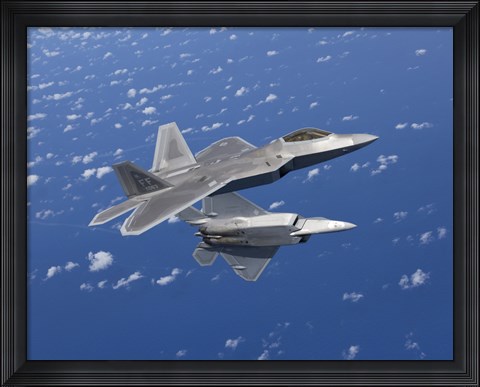 Framed Two F-22 Raptors Maneuver over Japan Print