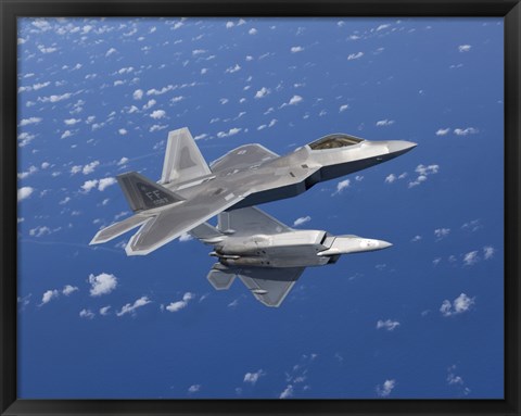 Framed Two F-22 Raptors Maneuver over Japan Print