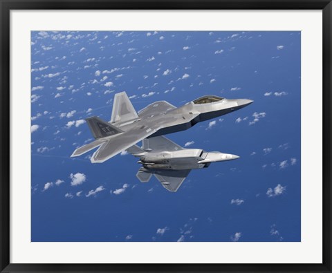 Framed Two F-22 Raptors Maneuver over Japan Print