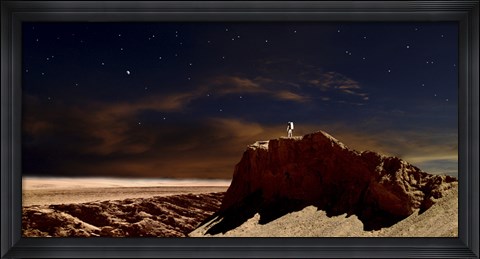 Framed Artist&#39;s Depiction of a Lone Astronaut on Another Planet Print