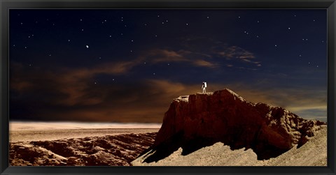 Framed Artist&#39;s Depiction of a Lone Astronaut on Another Planet Print