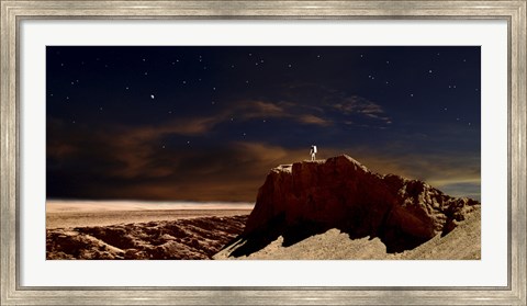 Framed Artist&#39;s Depiction of a Lone Astronaut on Another Planet Print