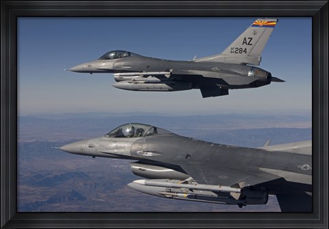 Framed Close-Up of Two F-16&#39;s over Arizona Print