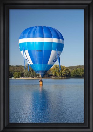 Framed Australia, Canberra, Hot Air Balloon, Lake Burley Griffin Print