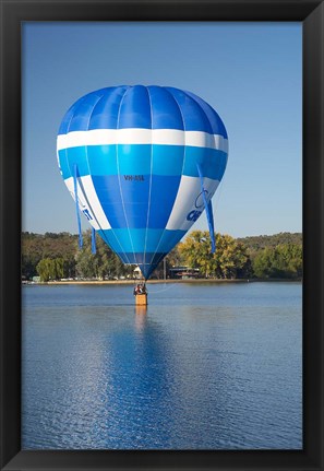 Framed Australia, Canberra, Hot Air Balloon, Lake Burley Griffin Print