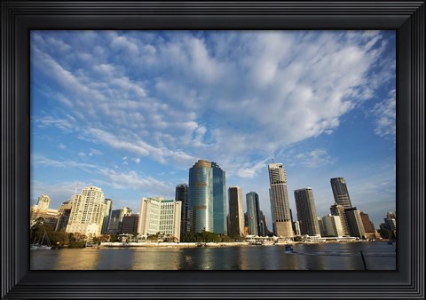 Framed Australia, Queensland, Brisbane River, City Skyline Print
