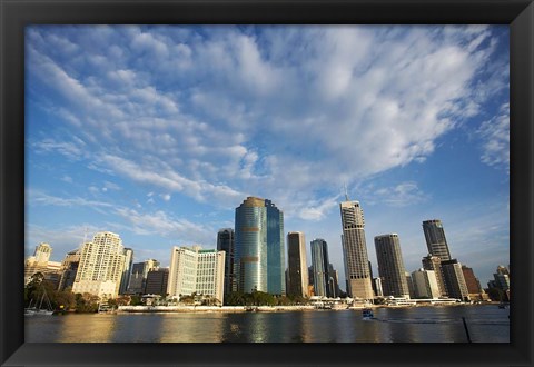 Framed Australia, Queensland, Brisbane River, City Skyline Print