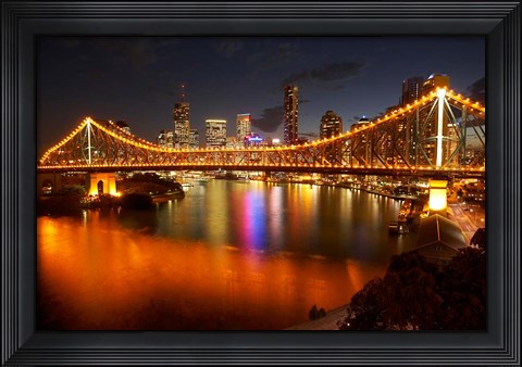 Framed Australia, Queensland, Story Bridge, Brisbane River Print