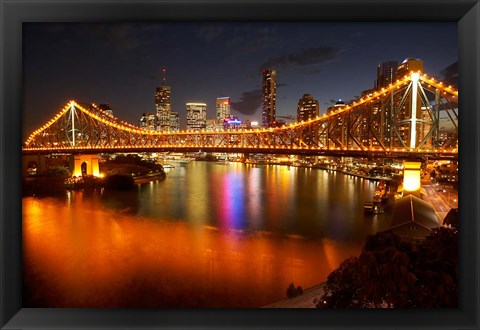 Framed Australia, Queensland, Story Bridge, Brisbane River Print