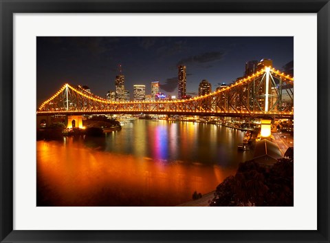 Framed Australia, Queensland, Story Bridge, Brisbane River Print