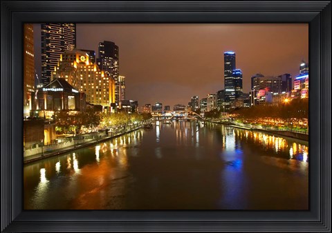 Framed Australia, Victoria, Melbourne, Yarra River, City Skyline Print